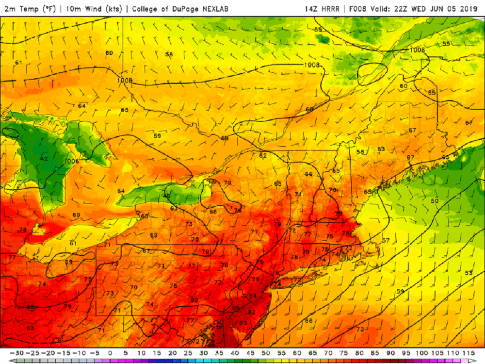 Temperatures will be warm today with lowering levels of humidity. (Courtesy COD Weather)
