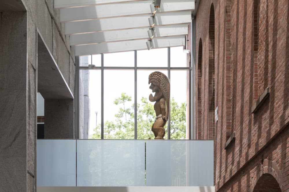 Kūka‘ilimoku now sits on a sky bridge outside the newly renovated East India Marine Hall at the Peabody Essex Museum in Salem (Courtesy Peabody Essex Museum / Photo by Kathy Tarantola)