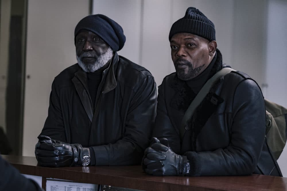 Richard Roundtree and Samuel L. Jackson in &quot;Shaft.&quot; (Photo by Kyle Kaplan/Warner Bros)