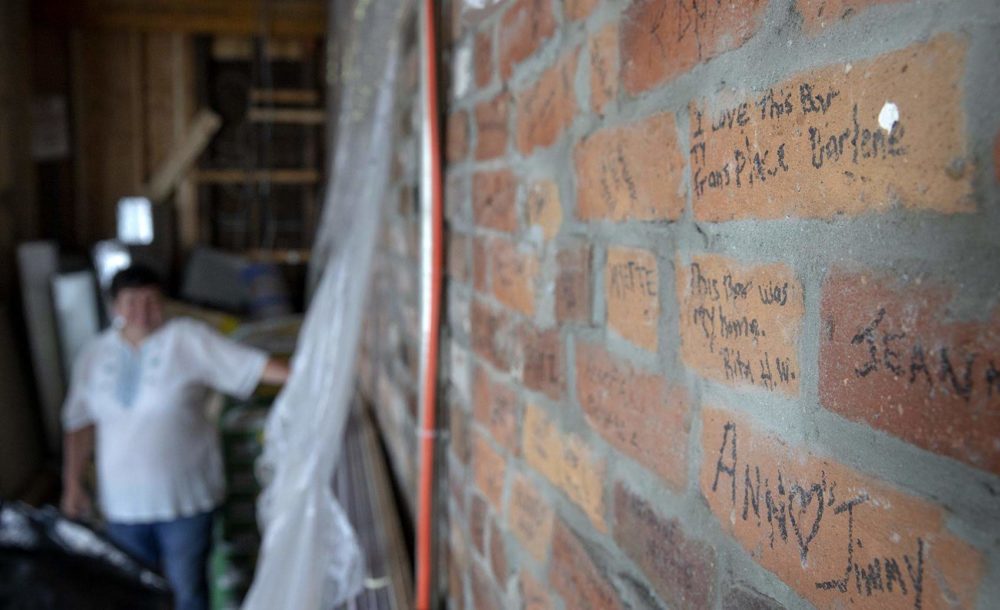 Darlene's name on a wall in the building that was once Fran's Place. (Robin Lubbock/WBUR)