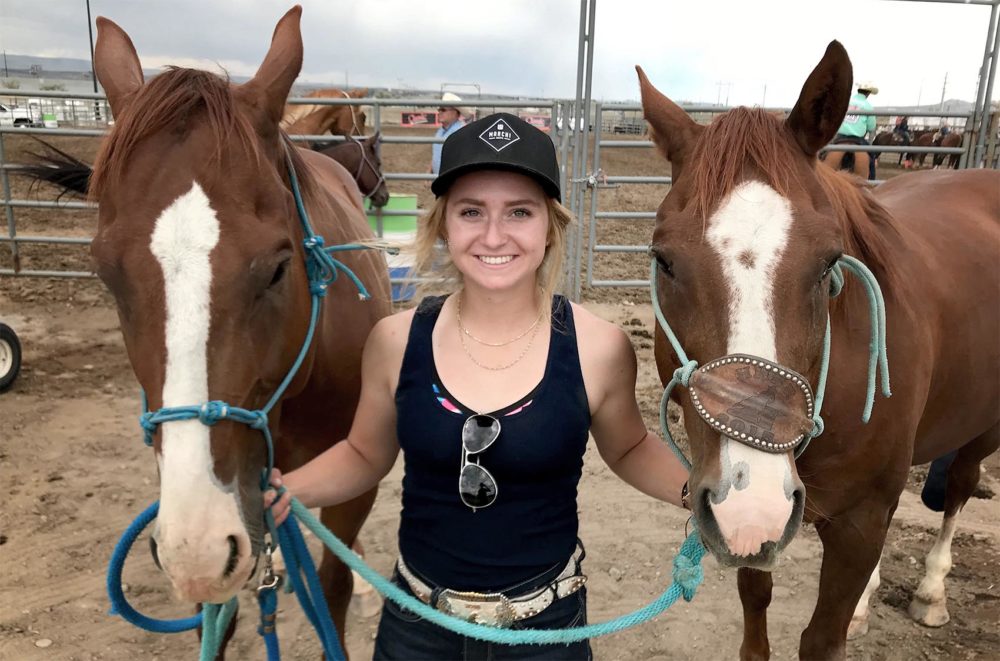 Paige Rasmussen's talent for tying up goats has already afforded her a full ride to Montana State University. (Peter O'Dowd/Here &amp; Now)