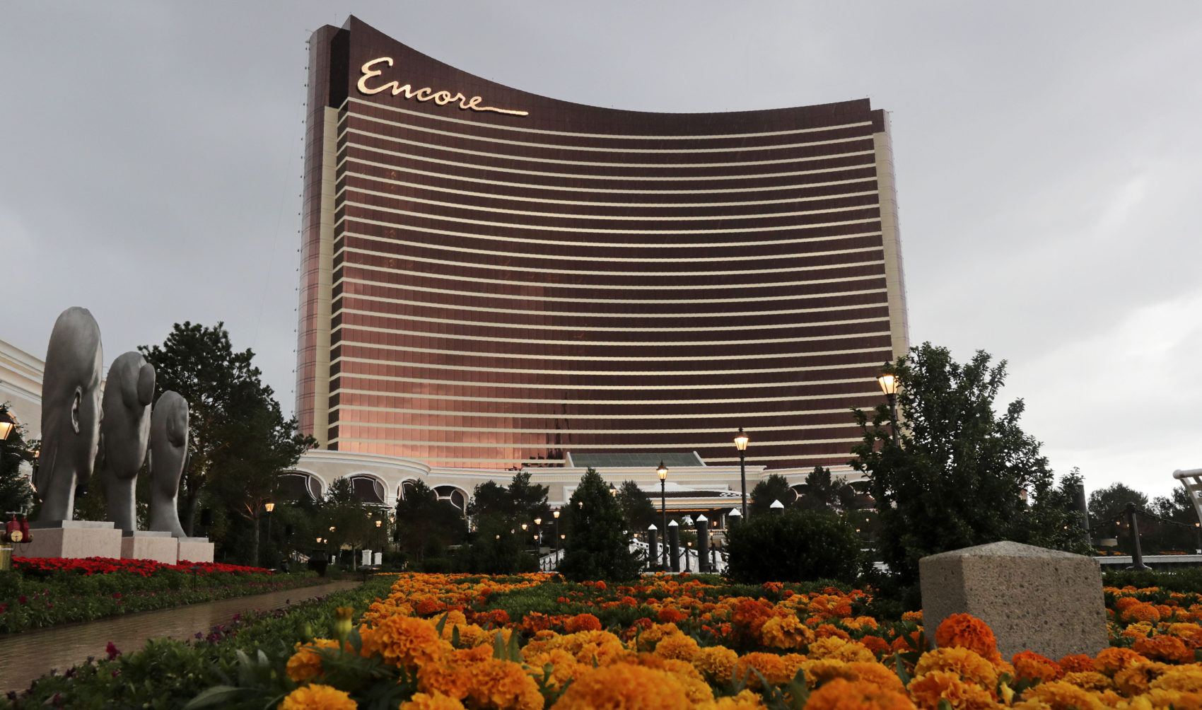 Flowers adorn the walkways at the Encore Boston Harbor casino in Everett, Mass. on June 21. (Charles Krupa/AP)