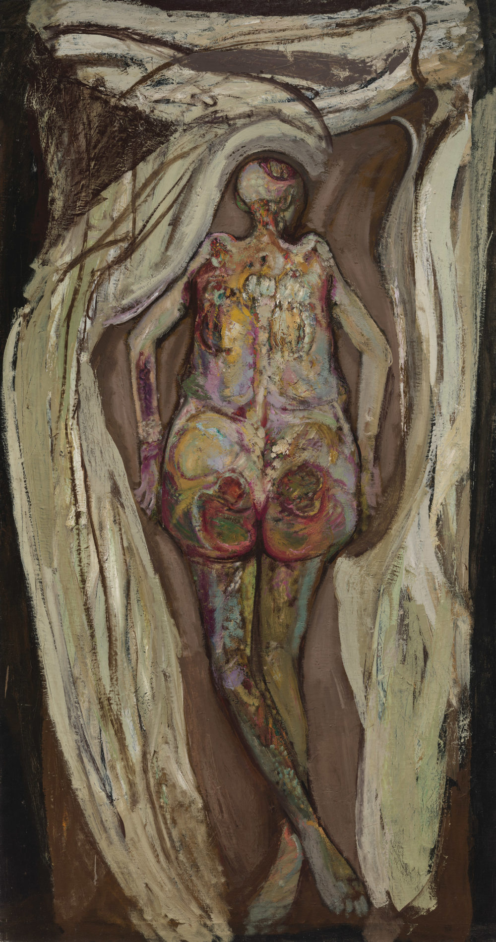 Hyman Bloom's "Female Corpse, Back View," painted in 1947. (Courtesy William H. and Saundra B. Lane/Museum of Fine Arts, Boston)