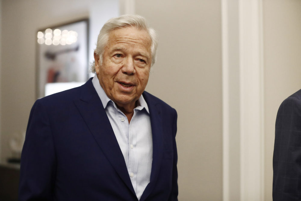 New England Patriots owner Robert Kraft arrives to the NFL football owners meeting on Wednesday, May 22, 2019, in Key Biscayne, Fla. (Brynn Anderson/AP)