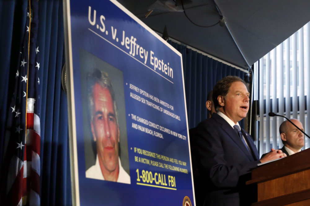 United States Attorney for the Southern District of New York Geoffrey Berman speaks during a news conference, in New York, Monday, July 8, 2019. Federal prosecutors announced sex trafficking and conspiracy charges against wealthy financier Jeffrey Epstein. (Richard Drew/AP)