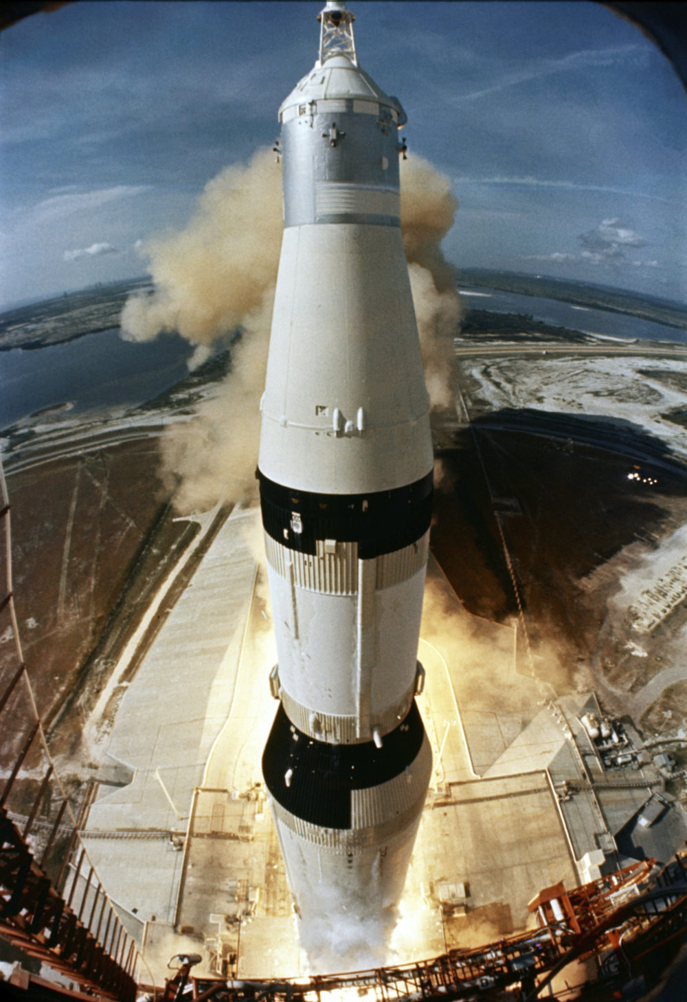 On July 16, 1969, the Saturn V rocket carrying the Apollo 11 crew launches at the Kennedy Space Center in Florida. (NASA via AP)