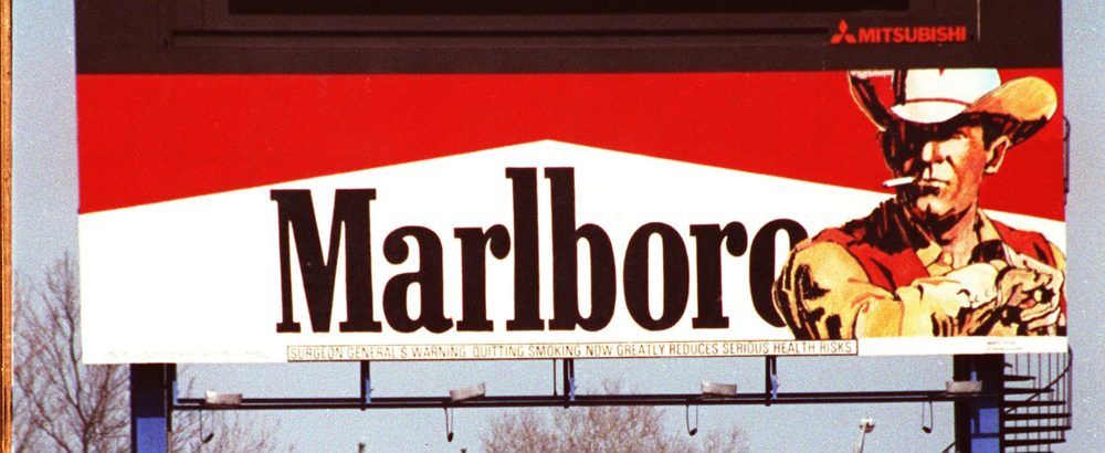 The &quot;Marlboro Man&quot; on a billboard in Shea Stadium's center field in the 1990s. (Kevin Coughlin/AP)