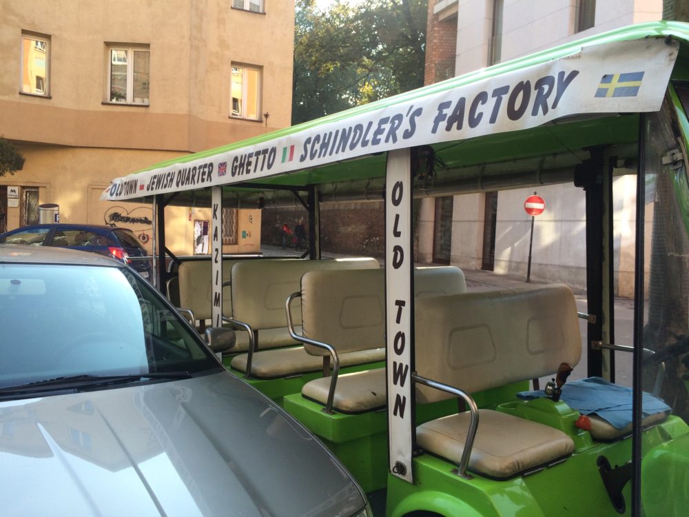 A tourist trolley in Krakow, Poland. (Shira Springer/WBUR)