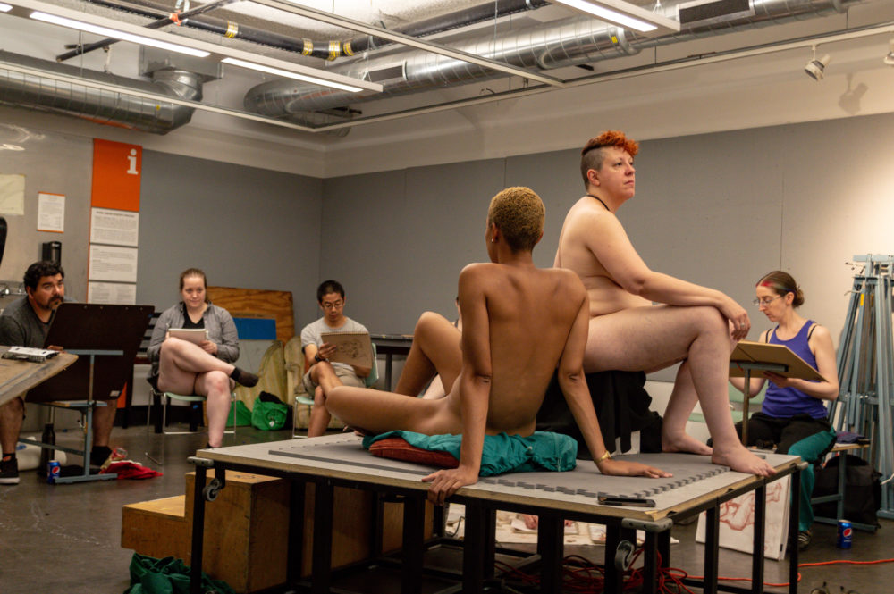 Models sit for a figure drawing class. (Courtesy Mel Isidor)