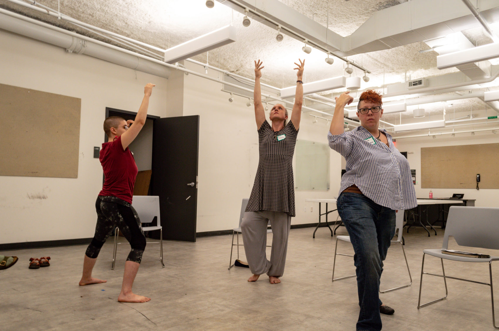 Angela DeCarlis, Gina Terzino and Thia Griffin-Elliott practice posing during a Figure on Diversity workshop. (Courtesy Mel Isidor)