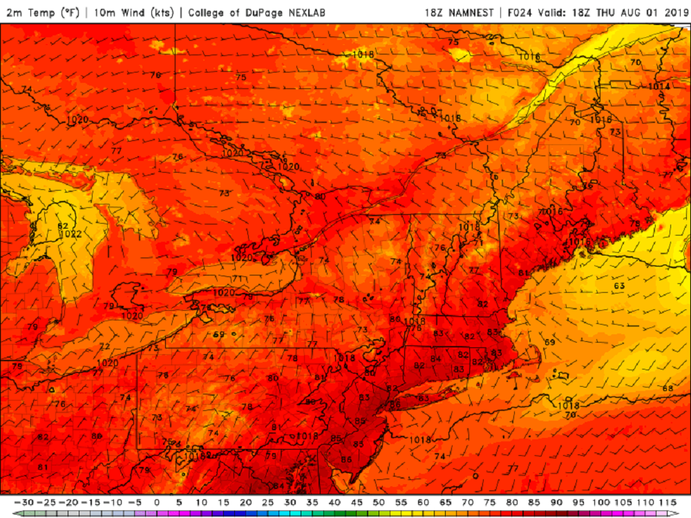 Temperatures will not reach 90 today, but the humidity will still be noticeable. (Courtesy COD Weather)