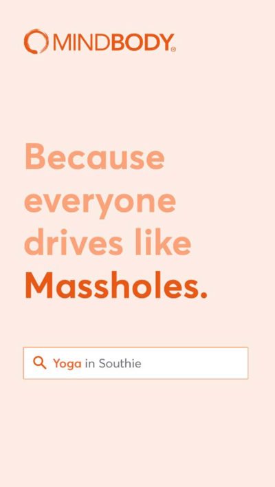 An advertisement from software company Mindbody rejected by the MBTA