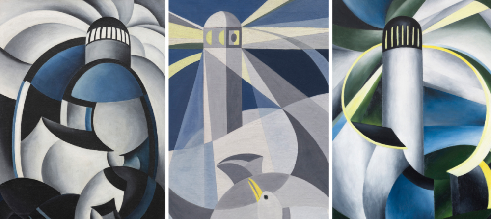 Three paintings by Ida O'Keeffe. (Courtesy Clark Art)