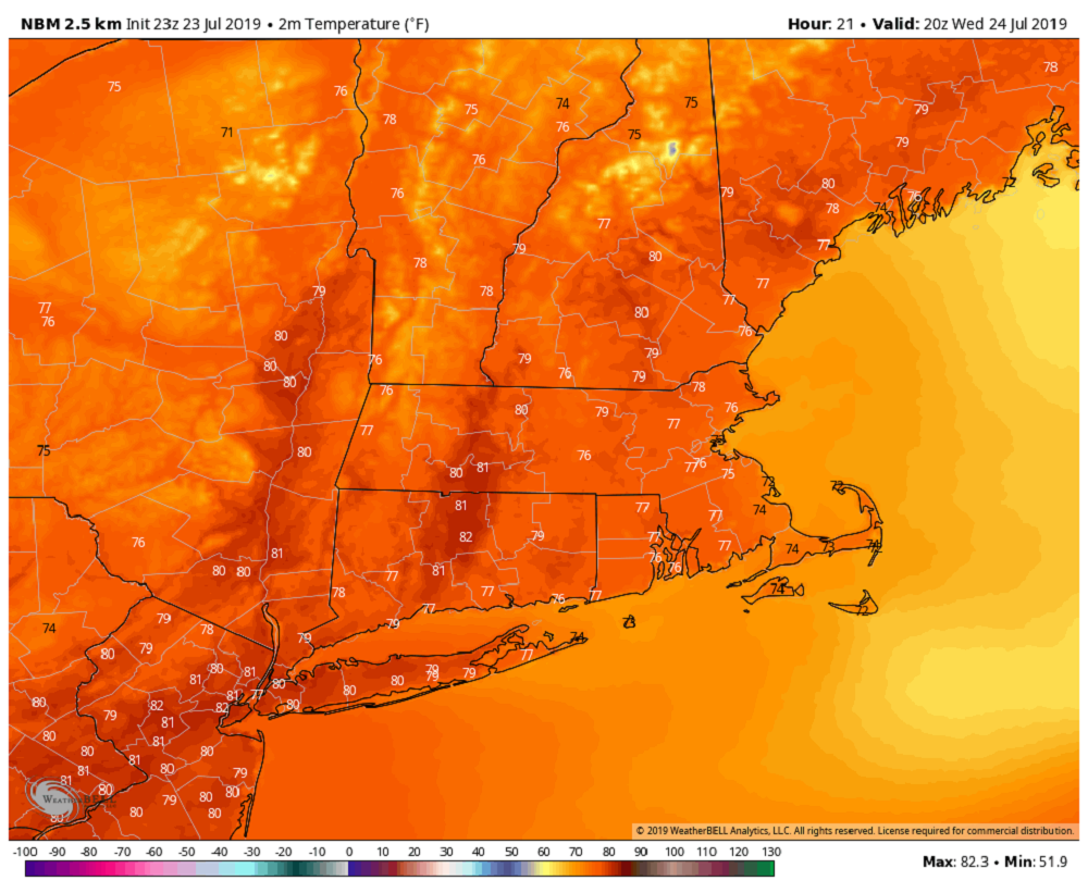 Comfortable weather continues Wednesday. (Courtesy NOAA)