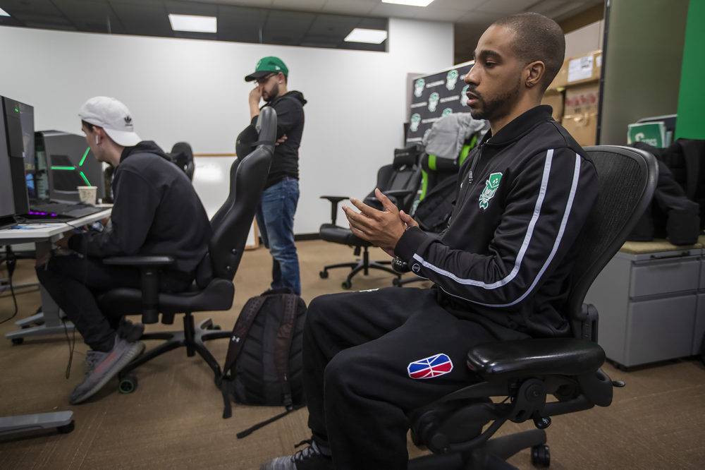 Celtics Crossover head coach Ricco Phinisee in March. (Jesse Costa/WBUR)