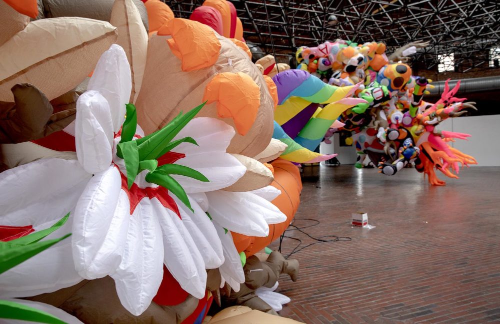 A flower detail from artist Nick Cave's inflatable installation &quot;Augment.&quot; (Robin Lubbock/WBUR)