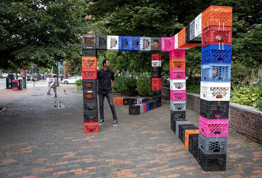 &quot;Gestures of Incompleteness&quot; in front of the Boston Center for the Arts Plaza on Tremont Street. (Robin Lubbock/WBUR)