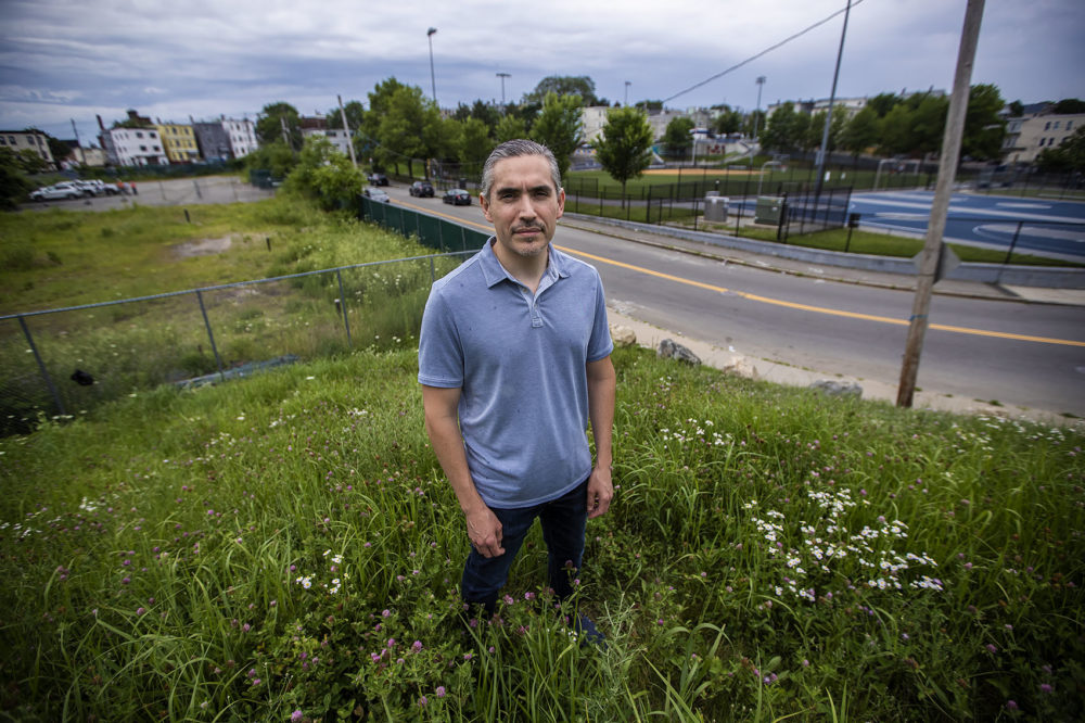 Marcos Luna, a local resident and professor in the Geography and Sustainability Department of Salem State University, calls the substation project “short-sighted.” (Jesse Costa/WBUR)
