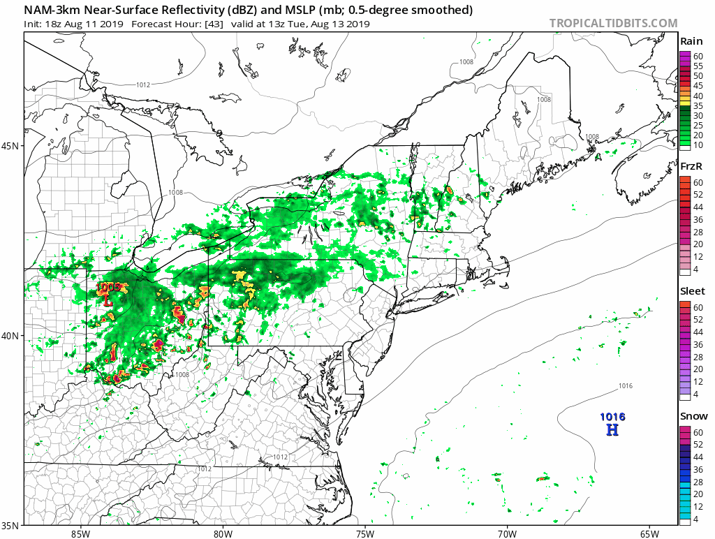 Showers cross the region later Tuesday. Watch for potential downpours. (Courtesy COD Weather)