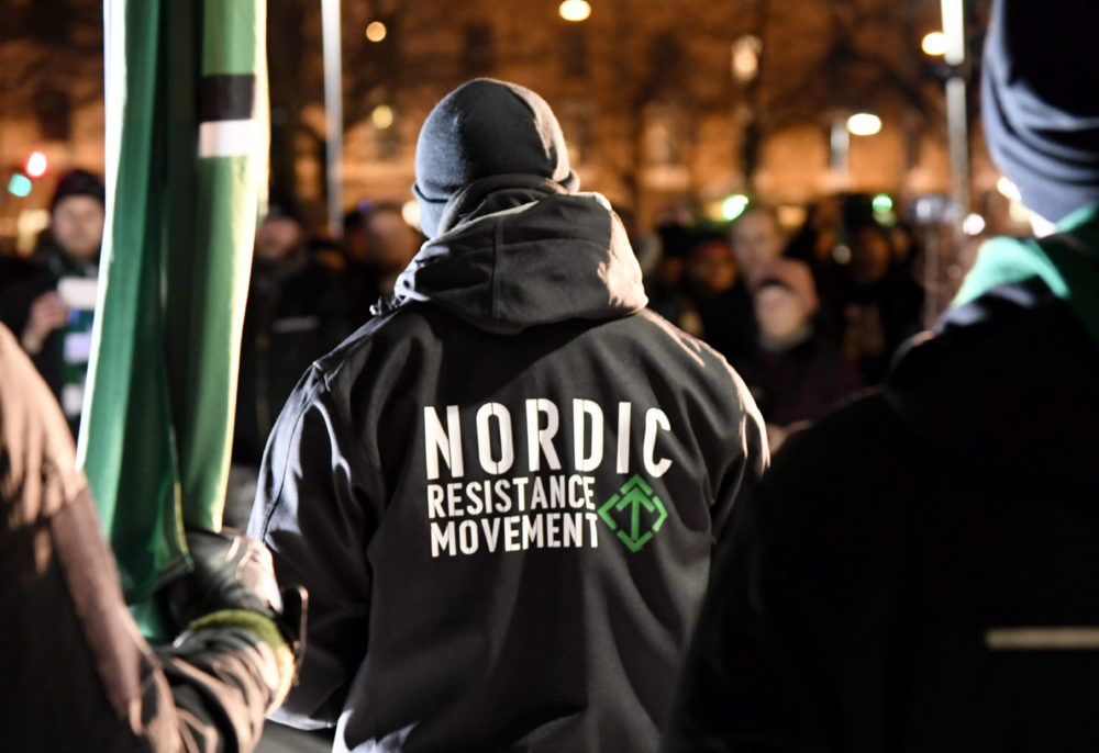 Members of far right group Nordic Resistance Movement march during festivities marking Finnish Independence celebrations in Helsinki, Finland, Wednesday, Dec. 6, 2017. (Vesa Moilanen Lehtikuva/AP)