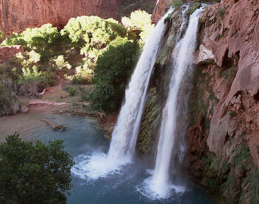 This 1997 photo shows one of five waterfalls on Havasu Creek as its waters tumble 210 feet on the Havasupai Tribe's reservation in a southeastern branch of the Grand Canyon near Supai, Ariz. (Bob Daugherty/File/AP)