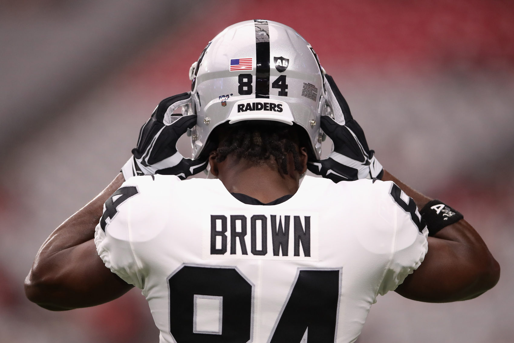 Former Oakland Raider Antonio Brown before a 2019 preseason game. (Christian Petersen/Getty Images)