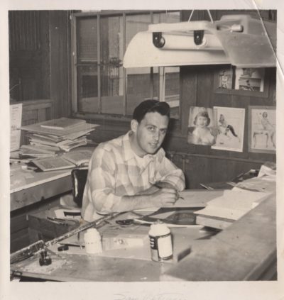 Sam Petrucci drawing at his desk (Courtesy Petrucci family)