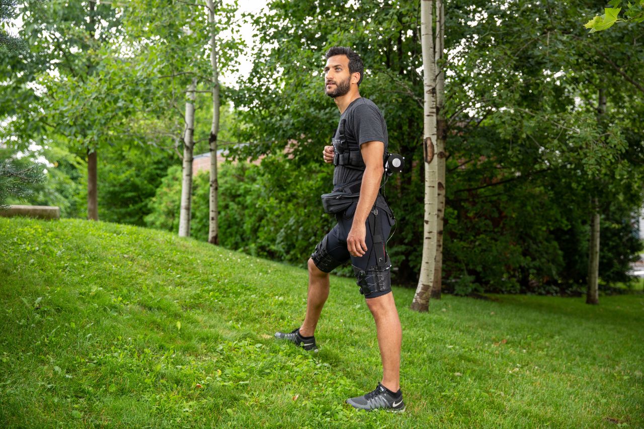 The "exosuit" weighs 11 pounds and can assist both walking and running motions. (Courtesy Wyss Institute at Harvard University)