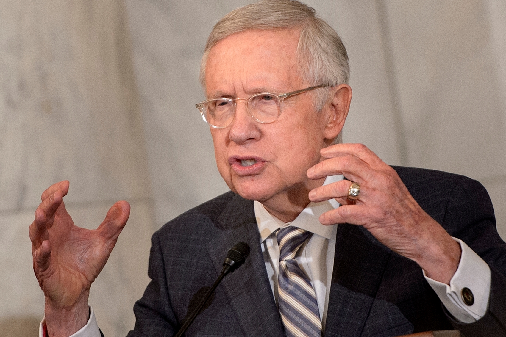 Former Senate Majority Leader Harry Reid speaks during his portrait unveiling on Capitol Hill on Dec. 8, 2016 in Washington, D.C. (Brendan Smialowski/Getty Images)