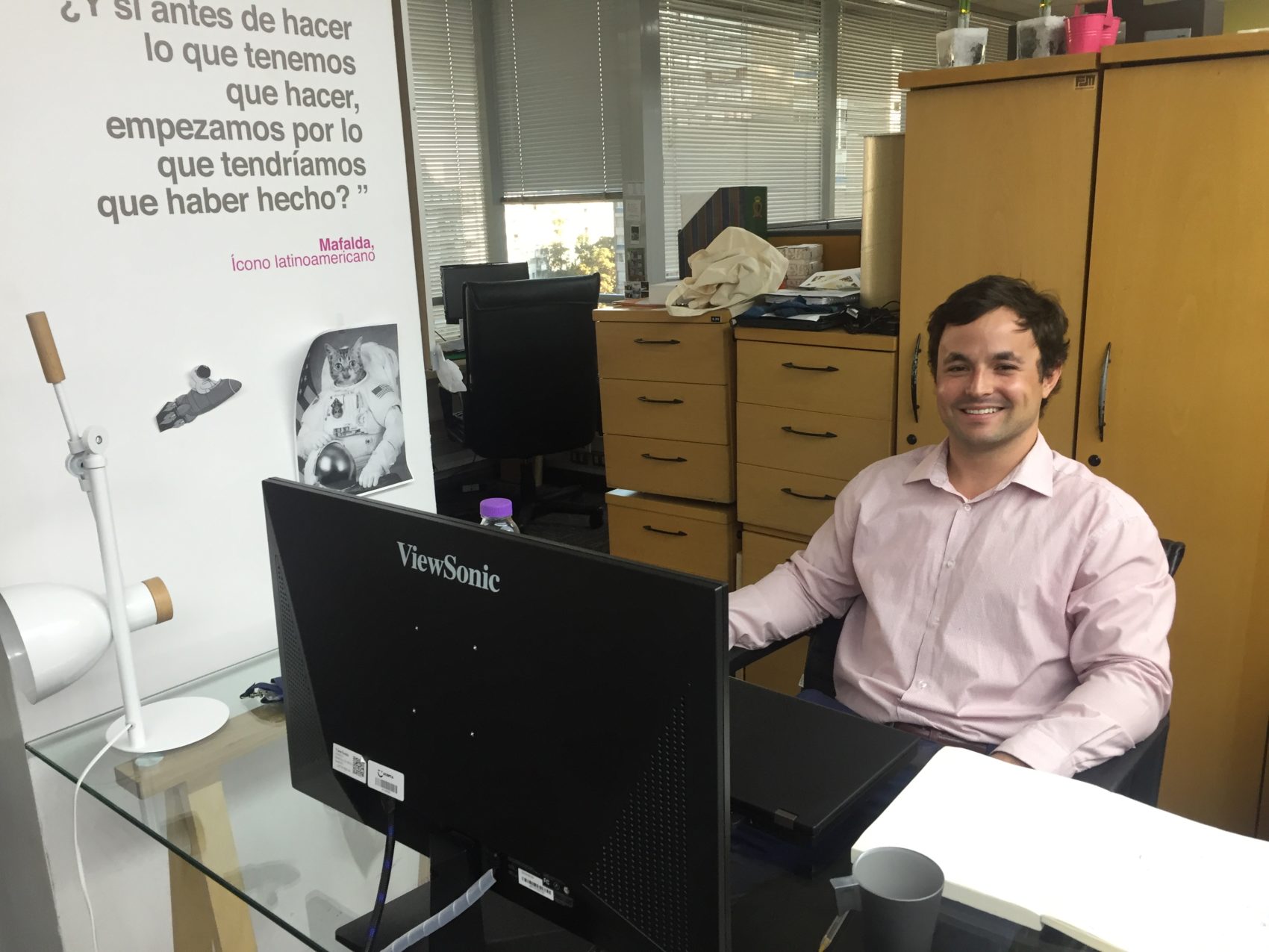Tomás Silva in his office in Chile, where he works as a data scientist. (Courtesy Tomás Silva)