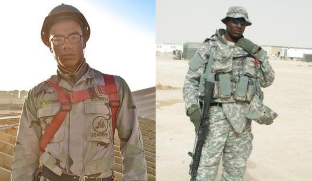 Fidel GomezTorres (left) in Afghanistan and Isiah James in Iraq. (Photos courtesy of Fidel GomezTorres and Isiah James)