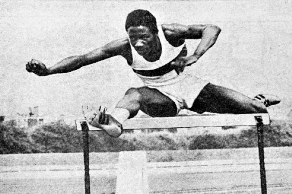 An archival photo of Mainwaring competing in the hurdles at the Montreal Olympics. (Courtesy of ESPN)