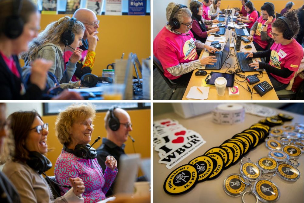 WBUR Volunteers and Staff at the Spring Marathon Drive (Jesse Costa/WBUR)