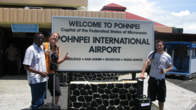Paul Watson and Matthew Conrad arriving in Pohnpei (Courtesy Paul Watson).