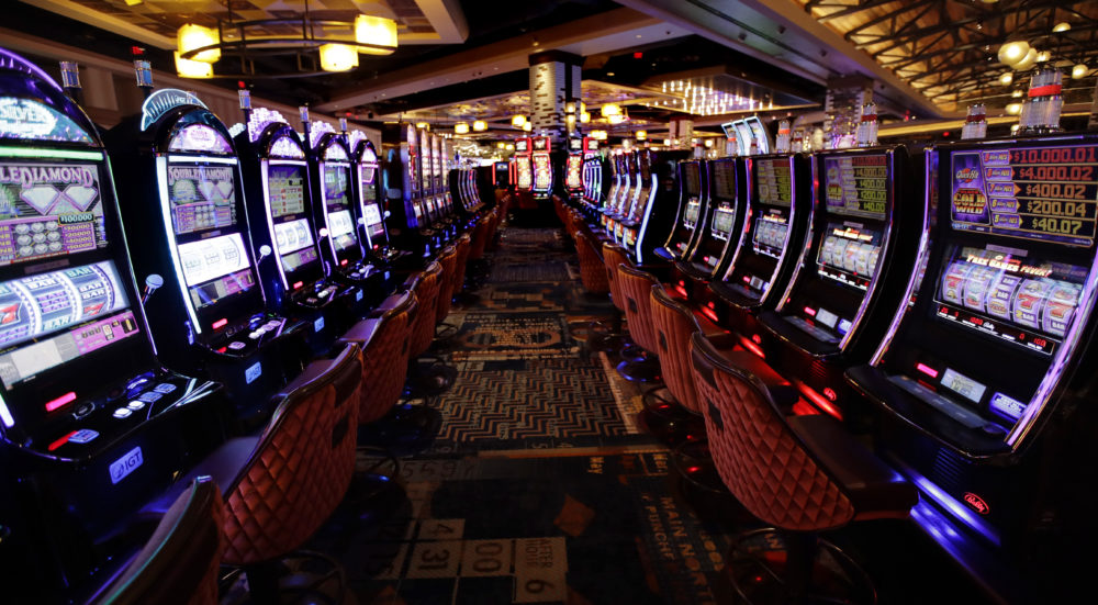This Aug. 15, 2018, photo shows slot machines on the main floor at the MGM Springfield casino. (Charles Krupa/AP)