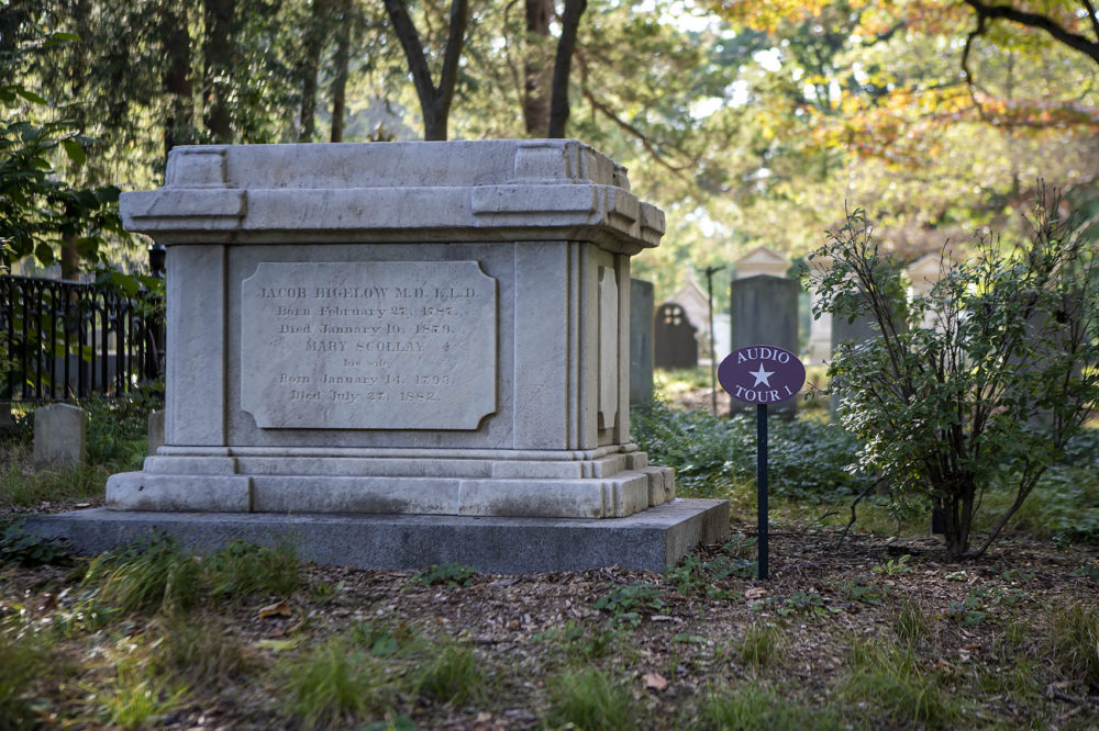 The tomb of Jacob Bigelow at the Mount Auburn Cemetery. (Jesse Costa/WBUR)