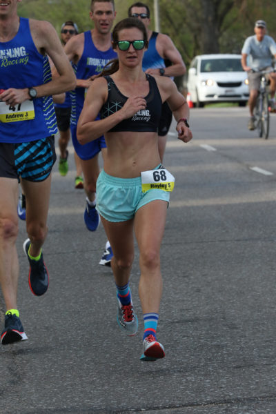 Hayley Sutter runs at the 2018 Lincoln Half Marathon in Lincoln, Nebraska. (Courtesy of Hayley Sutter)