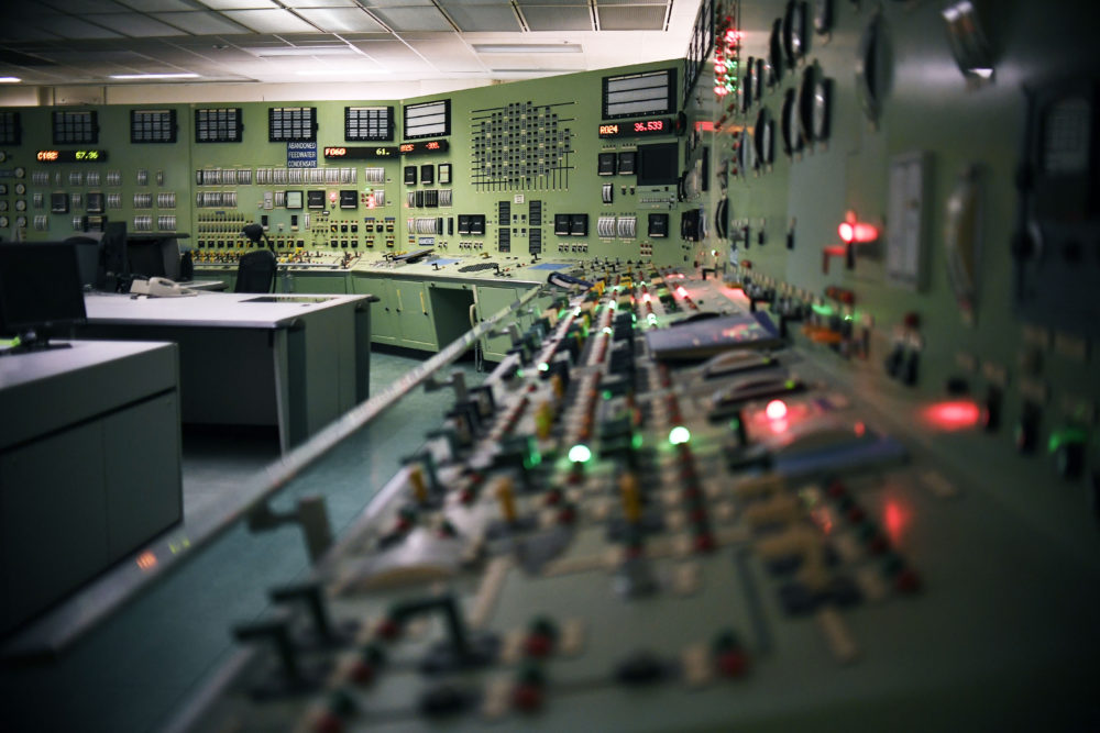 This April 29, 2019 photo shows the abandoned control room, no longer in operation at Vermont Yankee Nuclear Power Station in Vernon, Vt. (Jessica Hill/AP)