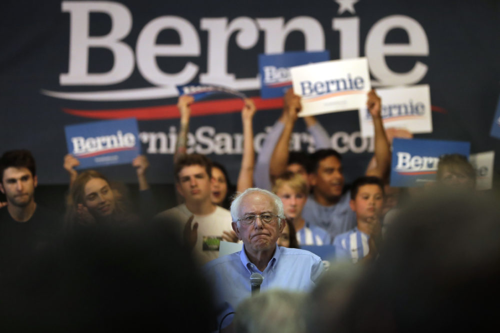 Sen. Bernie Sanders, I-Vt., addresses an audience during a presidential campaign event Sunday in Raymond, N.H. (Steven Senne/AP)