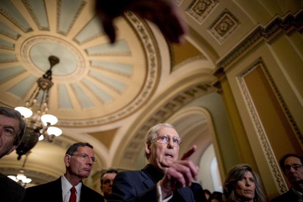 Senate Majority Leader Mitch McConnell takes a question at a news conference on Capitol Hill, Tuesday, Sept. 10, 2019. (Andrew Harnik/AP)