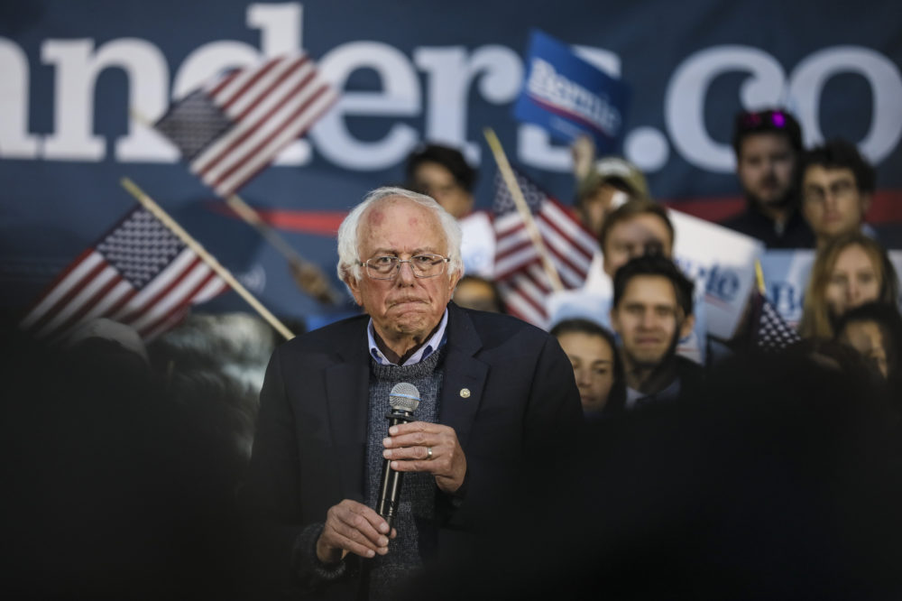 Democratic presidential candidate Sen. Bernie Sanders, I-Vt., pauses while speaking at a campaign event Sunday at Dartmouth College in Hanover, N.H. (Cheryl Senter/AP)