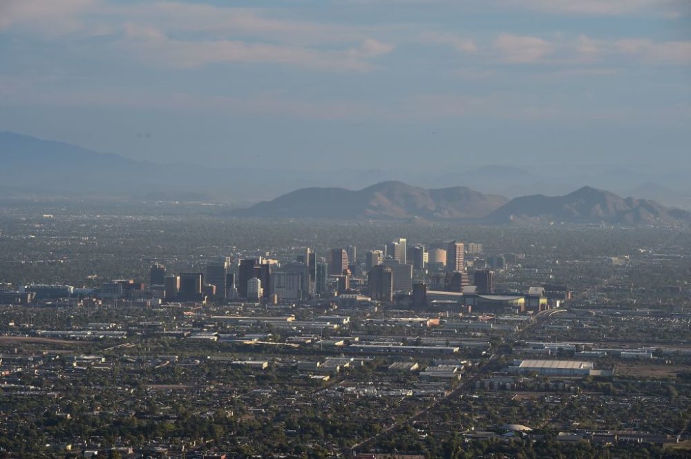 View of the downtown Phoenix city skyline as seen from South Mountain Park. (Robyn Beck/AFP/Getty Images)