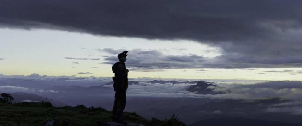 A silhouette of Sofia Buenaventura as Rambo in director Alejandro Landes' &quot;Monos.&quot; (Courtesy NEON)