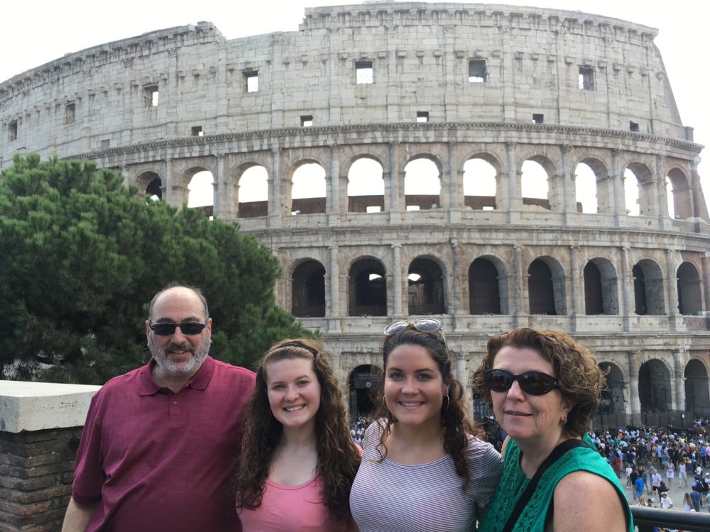 The author, far right, pictured in Rome with her husband Saul and their two foster daughters, Janine and Mariah. (Courtesy)