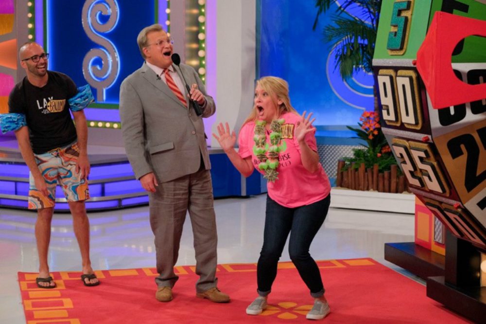 Drew Carey, the host of &quot;The Price Is Right,&quot; with contestants. (&quot;The Price Is Right&quot;/Facebook) 
