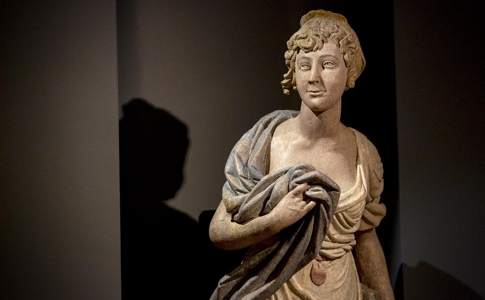 The Rush figurehead in the maritime gallery at PEM. (Robin Lubbock/WBUR)