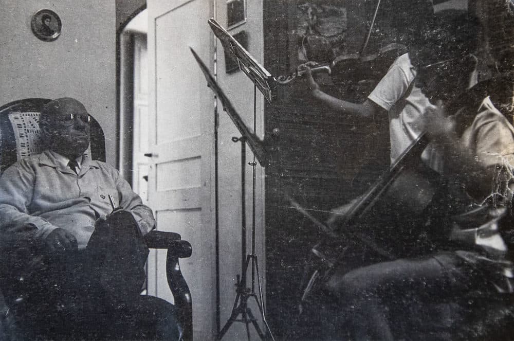 A young Lluís Claret, right, learning the cello with his godfather Pablo Casals. (Courtesy Lluís Claret)