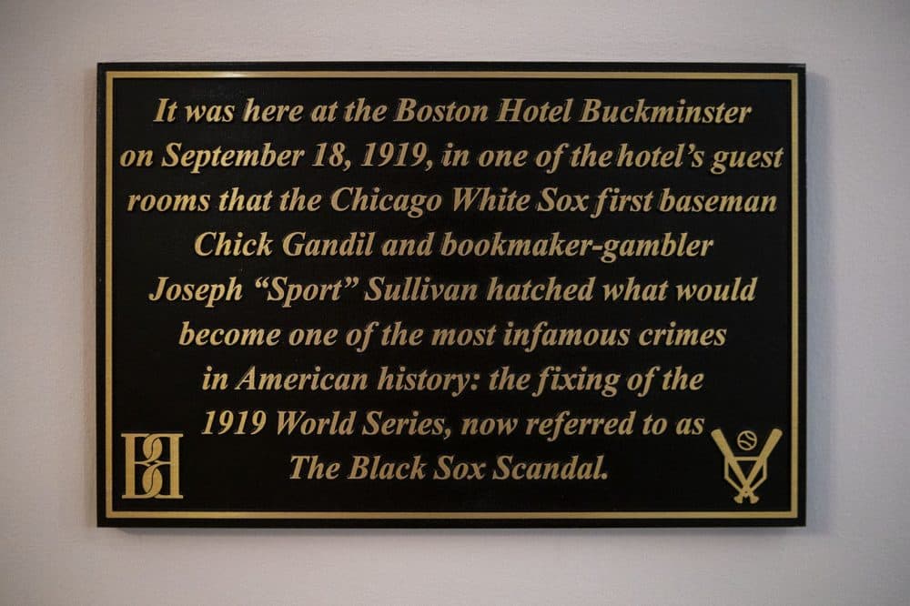 The Hotel Buckminster plaque commemorating Sullivan (Jesse Costa/WBUR)
