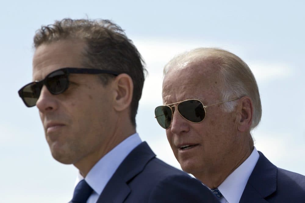 Vice President Joe Biden is pictured with his son Hunter Biden, left, Aug. 17, 2016. (Visar Kryeziu/AP)

