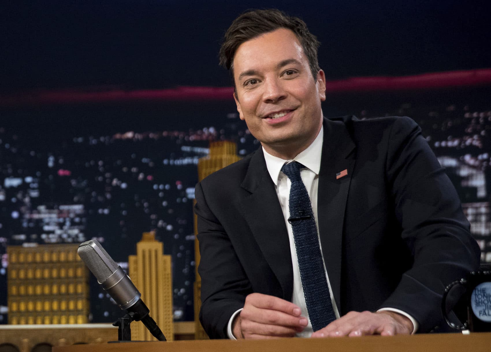 Jimmy Fallon during a taping of "The Tonight Show with Jimmy Fallon," in New York. (Andrew Harnik/AP)
